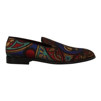 Dolce & Gabbana Crown Slippers Loafers - Heren - Loafers - Veelkleurig - 39 EU - Katoen - Schoenen