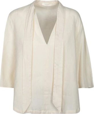 Incotex Dames, Blouses & Shirts, Beige, Maat: XS Linnen