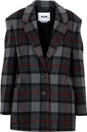 Msgm Tartan Wool Blend Blazer - Dames - Blazers - Grijs - M - Wol - Jassen