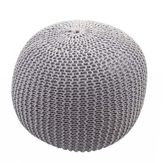 Hhg Hhg - Nunca Usado] Puf 080, Taburete De Punto Puf De Punto, Aspecto Tejido 40x50cm, Gris