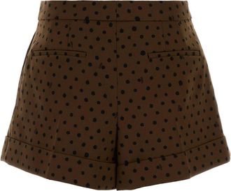 Fendi Womens Printed Stretch Wool Blend Shorts Nut-26+black