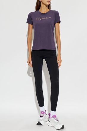 Emporio Armani T-shirt With Sequin Logo, Womens, Purple