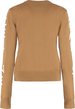 Celine Womens Wool And Cashmere Sweater With Logo Camel
