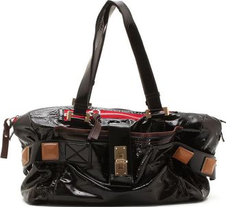 Chlo&eacute; Audra lakleren tas met handvat - Zwart