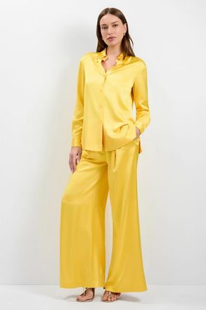 Trina Turk Bristlecone Satin Shirt in Lambretta Lemon at Nordstrom, Size X-Small