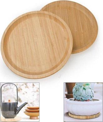 OEM Bandejas Redondas De Bamb&uacute; Para Macetas, Juego De 2, &Oslash;20 Cm, Bandejas De Bamb&uacute; Para Plantas, Platillo Para Macetas, Base Para Macetas, Ecol&oacute;gico