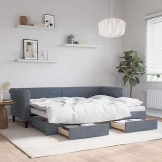 vidaXL Vidaxl - Sof&aacute; Cama Nido Con Cajones Terciopelo Gris Oscuro 80x200 Cm