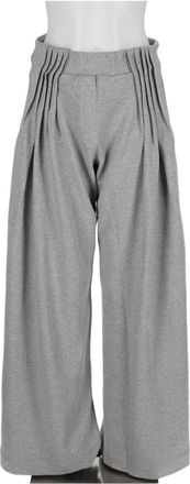 Dries Van Noten Grey Cropped Pleated Wide-Leg Pants