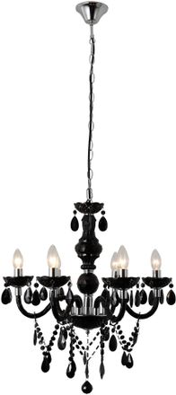 Salesfever Kronleuchter &raquo;Matteo&laquo;, 6 flammig, Leuchtmittel E14 ohne Leuchtmittel, 6 Flammen aus schwarzem Acryl-Glas