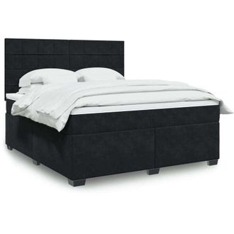 vidaXL Cama Box Spring Con Colch&oacute;n Terciopelo Negro 180x200 Cm Vidaxl