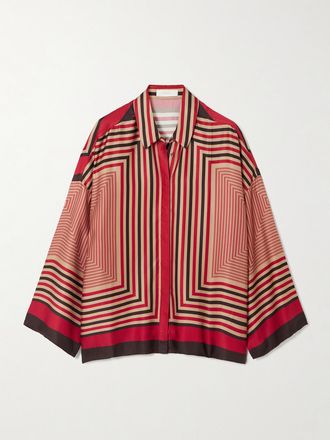 Faithfull The Brand Camicia In Raso Stampato Cora - Rosso