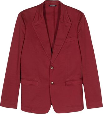 Dolce & Gabbana 2000s single-breasted twill blazer - men - Cotton/Elastane/Cotton/Elastane - 50 - Red