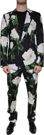 Dolce & Gabbana Floral-Print Cotton Suit - Black