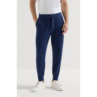 Brunello Cucinelli Cotton knit trousers in Azure at Nordstrom, Size Xxx-Large Eu