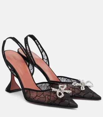 Amina Muaddi Rosie lace slingback pumps