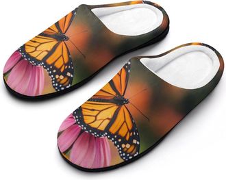 Generic Monarch Butterfly Funny Mens Cotton Slippers Shoes Novelty Soft Non-Slip Sole Home Shoe