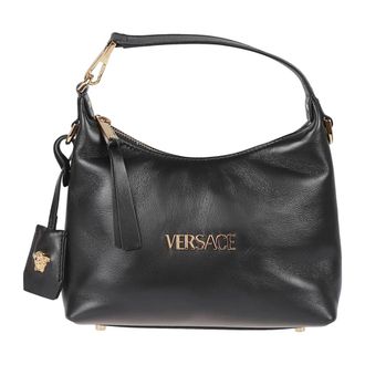 Versace Shoulder Bags, female, Black, Size: ONE SIZE Tag Hobo Bag