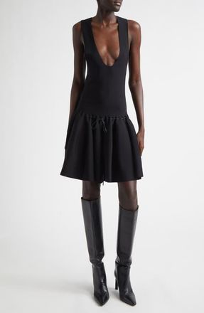 Brandon Maxwell The Cleo Mini Sweater Dress in Black at Nordstrom, Size X-Small