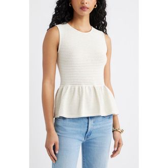 Open Edit Open Stitch Peplum Sweater Tank in Ivory Dove at Nordstrom, Size Xx-Small