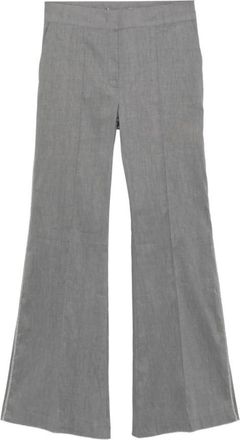 D.exterior Gekreiste Broek - Dames - Wijde Broeken - Grijs - S - Leer - Broeken