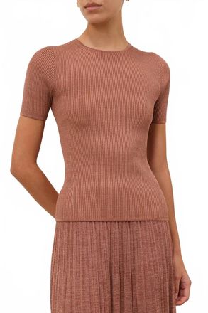 Zimmermann Wanderlust Metallic Tee In Dusty Rose
