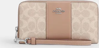 Coach Long Zip Around Wallet In Signature Canvas With Stripe