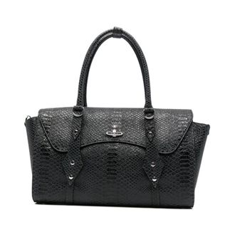 Vivienne Westwood Handbags, female, Gray, Size: ONE SIZE Orb-plaque Snakeskin-Effect Tote Bag