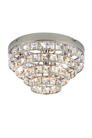 Netlighting Motown 4 Light Flush Ceiling Light Chrome Clear Crystal (K5) Glass G9