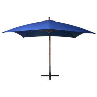 Berkfield Home Hanging Parasol with Pole Azure Blue 3x3 m Solid Fir Wood