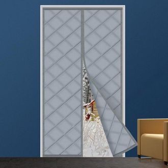 No Brand Cortina De Puerta Con Aislamiento T&eacute;rmico - Varios Tama&ntilde;os, Resistente Al Viento, Al Fr&iacute;o Y Al Ruido, Apta Para Mascotas, 90 X 220 Cm, Gris