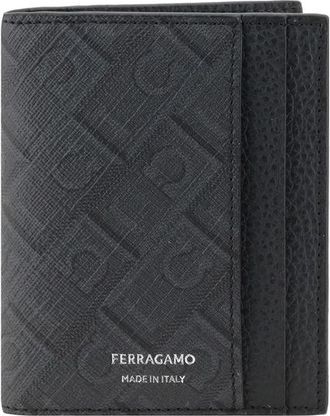 Ferragamo Bos Taurus Wallet - Heren - Portefeuilles - Zwart - ONE Size - Katoen - Accessoires