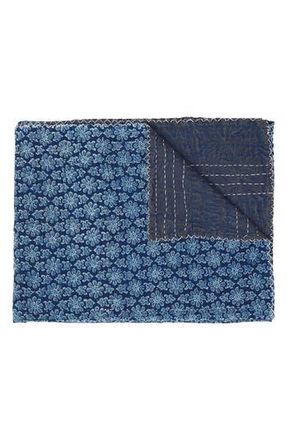 Taj Vintage Cotton Kantha Throw Blanket in Multi Navy at Nordstrom Rack