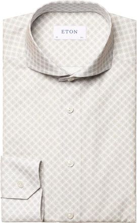 Eton Slim-fit overhemd met print - Heren - Zakelijke Overhemden - Bruin - M - Katoen - Overhemden