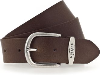 Mustang Lederg&uuml;rtel MUSTANG, Damen, Gr. 100, middle braun, Rindsleder, G&uuml;rtel Lederg&uuml;rtel, Damen-G&uuml;rtel mit Logo-Schriftzug auf der Schlaufe