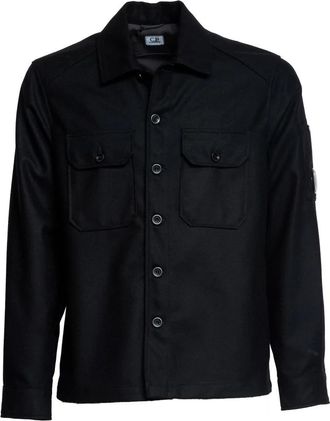 C.P. Company Felt Lens Overshirt - Heren - Zomerjassen - Zwart - M - Katoen - Jassen