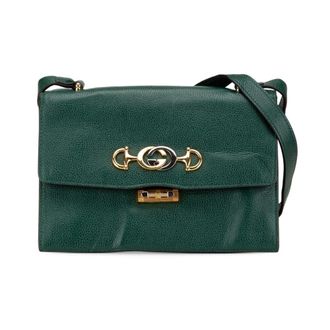 Gucci Pre-owned Cross Body Bags, female, Green, Size: ONE SIZE Pre-owned Small Leather Zumi Flap Crossbody Bag