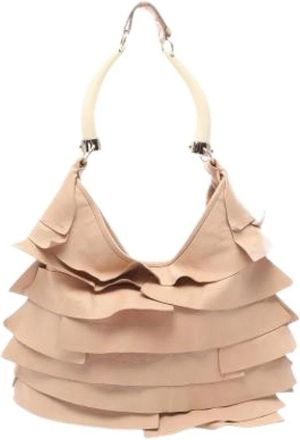 Saint Laurent Pre-owned Leren Schoudertas - Dames - Vintage Handtas - Beige - ONE Size - Leer - Vintage