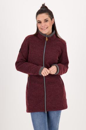 Deproc Strickmantel DEPROC ACTIVE AMYWOOD LONG, Damen, Gr. 36 (S), rot (weinrot), 90% Polyester; 7% Baumwolle; 3% Elasthan, tailliert, gerader Abschluss, M&auml;n