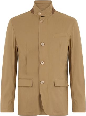 Herno Licht zandkleurig jack met opstaande kraag - Heren - Zomerjassen - Beige - L - Polyester - Jassen