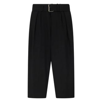 Dries Van Noten Cropped Trousers, male, Black, Size: M Belted Wool Mohair Shorts