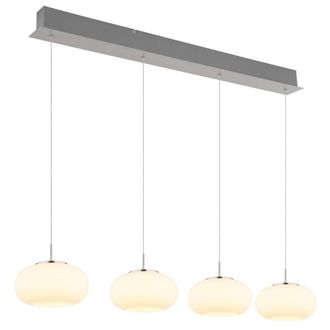 Netlighting Quintara Bar Pendant Nickel Matt Opal Glass Shade 4x LED 3000K in Grey