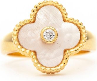 Rivka Friedman Mother of Pearl & CZ Flower Ring in 18K Gold Clad at Nordstrom Rack, Size 7