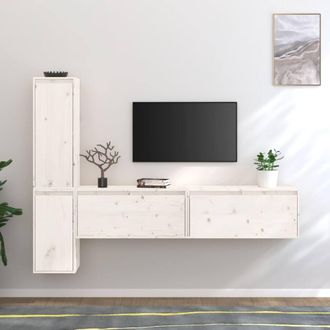 Berkfield Home TV Cabinets 4 pcs White Solid Wood Pine