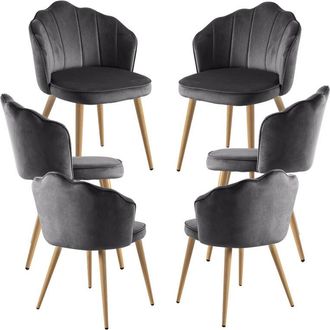 Regalos Miguel Regalos Miguel - Packs Sillas Comedor - Pack 6 Sillas Blume Terciopelo - Gris Oscuro