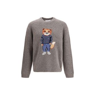 Maison Kitsun&eacute; Gray Wool Mens Sweatshirt
