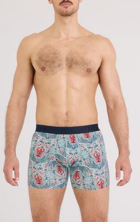 Saxx Smooth Luxe Micro Modal Boxer Briefs in Lobster Flourish-Mnt at Nordstrom, Size Xx-Large