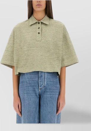 Bottega Veneta short sleeve cropped polo top