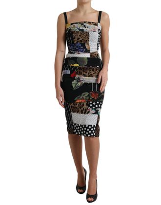 Dolce & Gabbana Patchwork Print Jersey Sheath Jurk