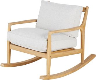 Maisons du monde Mecedora de madera de acacia con cojines de poliéster reciclado grises jaspeados