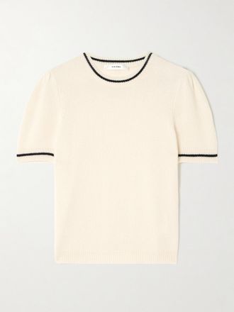 Frame Denim Pullover In Cashmere Con Righe Gathered - Crema